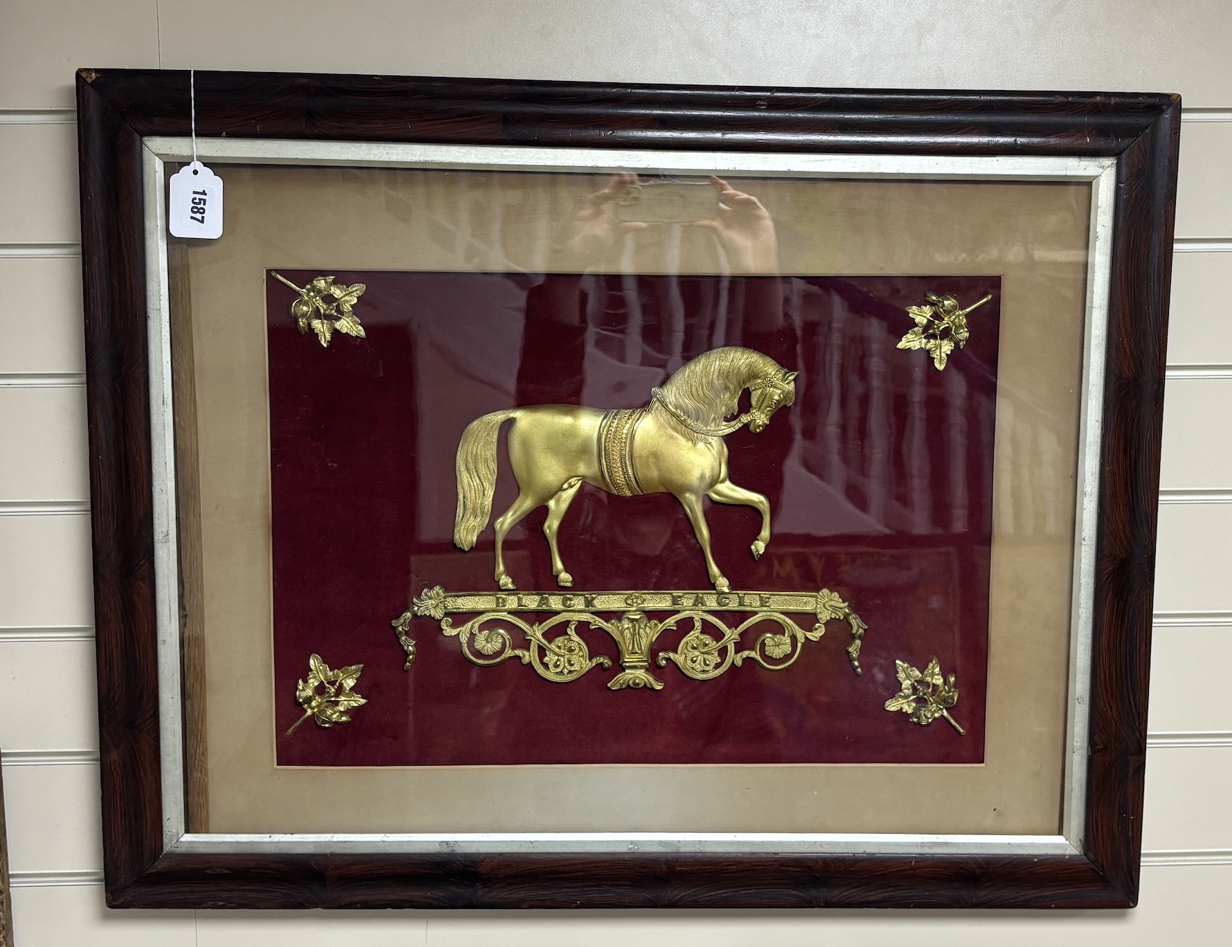 A gilded bronze, 'Black Eagle mount', famous 19th century circus horse, 55cm wide, 38cm high